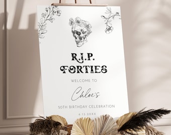 50th Birthday Party Welcome Sign, RIP Forties, Editable Template, Instant Download, Templett, 18x24, 24x36 #0045-347LS