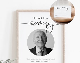 Share a Memory Sign and Card, Funeral Words of Love, Favorite Memory, Printable, Instant Download, 100% Editable , Templett #0009-101FSM