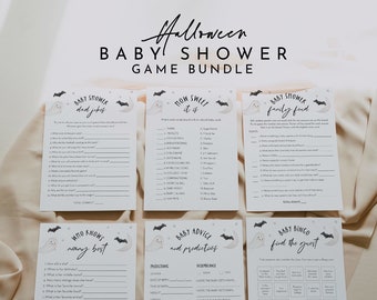 Halloween Baby Game Bundle, 27 Baby Shower Games, Fall Spooky Theme, Boo Baby, Editable Templates, Personalize Each Game, Templett #066-BBGB