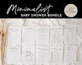 MEGA Baby Game Bundle, 43 Games, Modern Minimalist Baby Shower, Editable Template, Advice, Trivia, Diaper Raffle, Templett #0032-BBGB