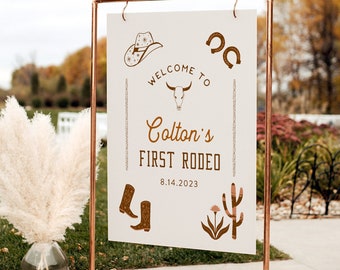 Western Birthday Welcome Sign, Rodeo 1st Birthday Poster, Editable Template, Instant Download, Templett, 18x24, 24x36 #0040-338LS