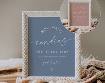 Guess How Many Candies in the Jar Baby Shower Game, Candy Game, Boy or Girl, Instant Download, Templett, 8x10 Sign, 2x3.5 Card #0034PB-38BAG
