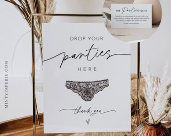 Drop Your Panties Sign and Insert, Panty Game, Lingerie Shower, Bridal Shower, Bachelorette Party, Editable Template, Templett #0032-82S