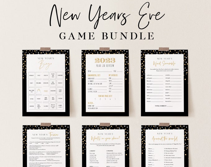 2024 New Years Eve Game Bundle, 10 NYE Party Games, Mad Libs, Trivia, Bingo, What's on Phone, Drink If, Resolutions, Instant #NYG-BUNDLE