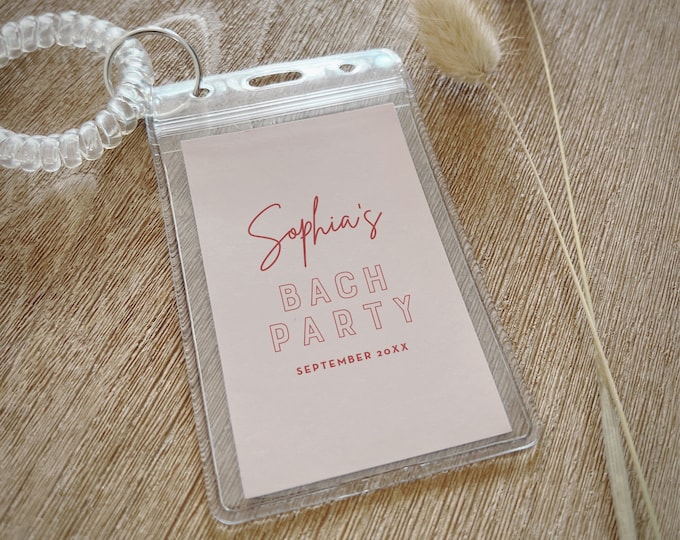 Bachelorette Room Key Card Tag Template, Itinerary, Agenda, Hotel Key Card Pocket, Beach Bachelorette Party, Instant, Templett #055-109RKH