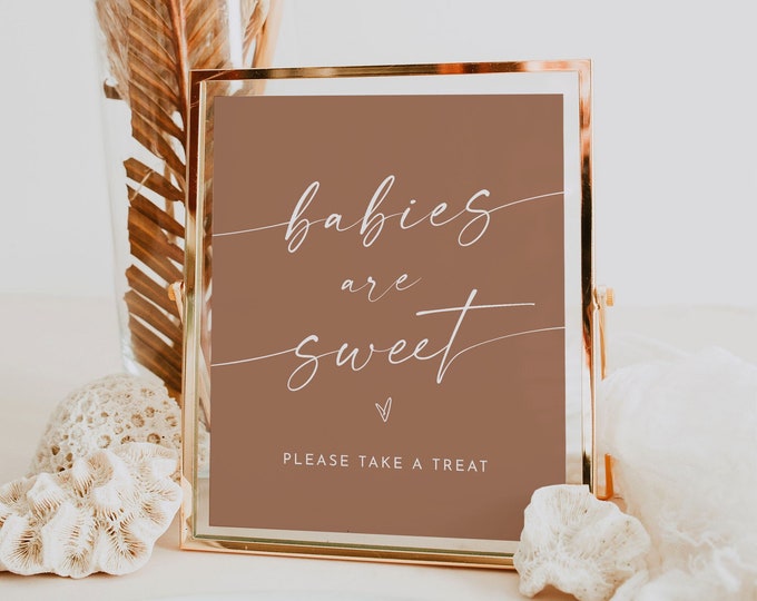 Baby Shower Favor Sign, Babies are Sweet, Take a Treat, Bohemian Baby Shower, Terracotta, Editable Template, Templett, 8x10 #0034T-06S