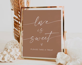 Love Is Sweet Sign, Boho Terracotta Wedding Favors Sign Template, Take A Treat, Printable Favors Card, Instant, Templett 8x10 #0034T-02S