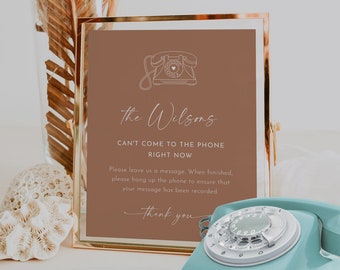 Boho Audio Guest Book Sign, Telephone Guestbook, Leave a Message, Wedding Phone, Editable Template, Instant, Templett, 8x10 #0034T-13S