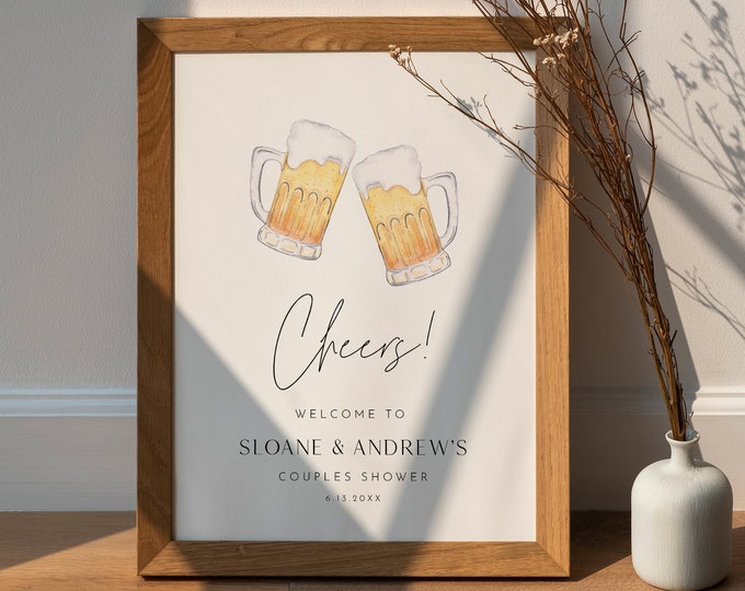 Beer Welcome Sign, Brews Before I Do Bridal Shower, Couples Shower, Cheers, Editable Template, Templett, 18x24, 24x36 #0026D-334LS