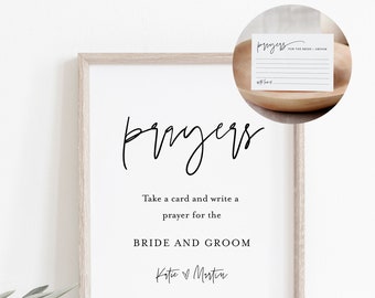Prayers For Bride and Groom Sign and Card, Well Wishes for Newlyweds, Minimalist, Editable Template, INSTANT DOWNLOAD, Templett #0009-66S