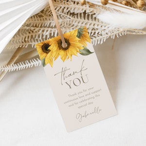 Sunflower Favor Tag Template, Summer Bridal Shower, Baby Shower ...