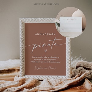 Verjaardag Piñata teken en advies kaart, bruiloft gastenboek alternatief, bruiloft Pinata teken, bewerkbare sjabloon, Instant Download #0034T-68S