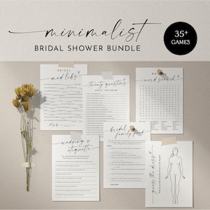 Minimalist Bridal Shower Game Bundle, 39 Games, MEGA Wedding Shower Games, Editable Templates, Instant Download, Templett #0034W-BGB