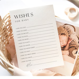 Wensen voor babykaart, advies voor baby, minimalistische babyshower, 100% bewerkbare sjabloon, INSTANT DOWNLOAD, Templett, 5x7 #0026B-323BASG