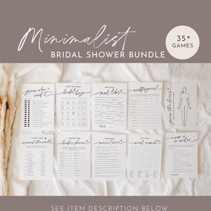 Minimalist Bridal Shower Game Bundle, 37 Games, MEGA Wedding Shower Games, Editable Templates, Instant Download, Templett #0032BGB