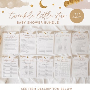 Twinkle Little Star Baby Shower Bundle 38 Games Editable Gender
