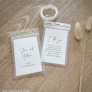 Trouwzaal Key Card Tag Template, Afdrukbare Moderne Key Card Pocket, Destination Wedding, Minimal, Instant Download, Templett #0026-104RKH