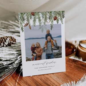 Photo Holiday Card Template, 100% Editable Text, Add Your Own Photo, DIY Family Christmas Card, Instant Download, Templett, 5x7 #0017-103HP