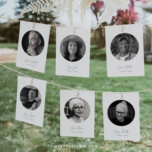 In Loving Memory Sign et Memorial Photo Cards, Editable Text and Image Upload, Minimalist Wedding Memorial Sign, Templett #0026-102LMC