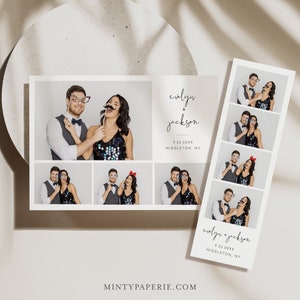 Photo Booth Strip Template, Minimalist Wedding Photo Booth Overlay, Photo Booth Frame, 100% Editable Text, Templett, 2x6, 4x6 #0031-102PBC