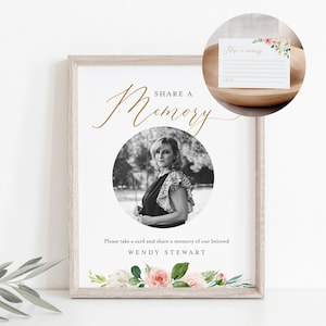 Share a Memory Sign and Card, Funeral Words of Love, Favorite Memory, Printable, Instant Download, 100% Editable , Templett #043-102FSM