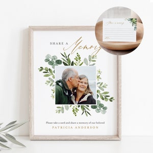 Deel een geheugenteken en kaart, begrafeniswoorden van liefde, favoriete herinnering, afdrukbaar, direct downloaden, 100% bewerkbaar, Templett #082-106FSM