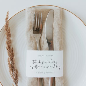 Minimalistischer Serviettenring zum Ausdrucken, DIY Modern Minimal Hochzeit Papier Serviettenring Vorlage, 100% bearbeitbarer Text, Sofort Download #0031-102NW
