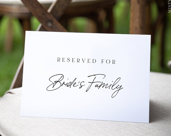 Minimalist Reserved Seat Card, Modern Wedding Reserved Seating Tent Card, Editable Template, INSTANT DOWNLOAD, Templett, 5.5x8.5 #0024-110RS