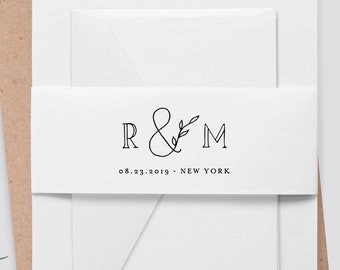 Belly Band Wedding Invitation Template, INSTANT DOWNLOAD, Monogram, 100% Editable, DIY Bellyband Printable, Simple, Modern #042-103BB