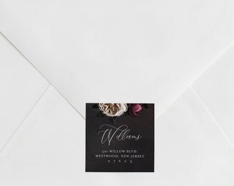 Address Label, Favor Tag, Wedding Envelope Sticker, Return Address Template, Vintage Floral, INSTANT DOWNLOAD, 100% Editable Text #009-107AL