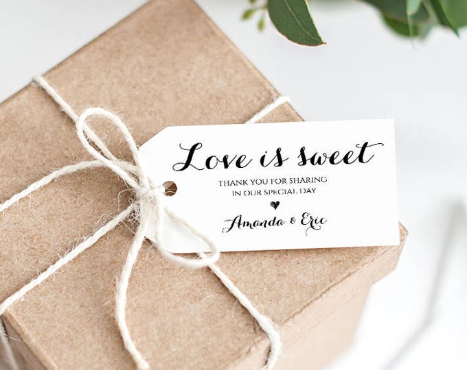 Wedding Favor Tag Template, Love is Sweet Tag, Printable Wedding Thank You Tag, Custom Tag, Instant Download, 100% Editable, DIY #NC-101FT