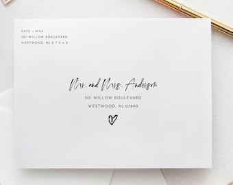 Modern Envelope Template, Hand Script Address Envelope, Printable, Instant Download, 100% Editable Template, Digital, A7, A6, A1 #090-155EN
