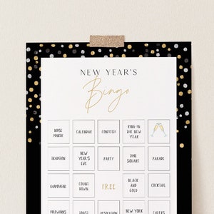 New Years Bingo Game, Printable 2024 New Years Eve Party Activity, NYE Bingo Game, Editable Template, Instant Download, Templett #107NYG