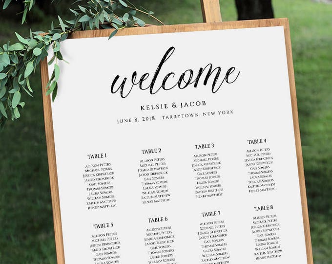 Wedding Seating Chart Template, Editable, Table Arrangement, Seating Plan, Printable, Instant Download, Templett 18x24, 24x36 #218SC