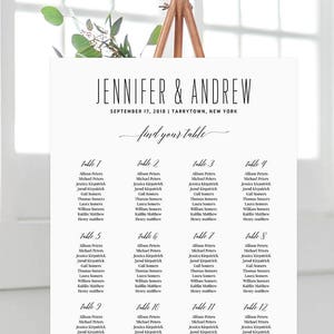 Wedding Seating Chart, Minimalist, Simple & Modern Seating Printable, 100% Editable, Instant Download, Digital, Chalkboard, DIY #NC-208SC