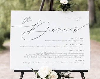 Minimalist Dinner Menu Sign, Printable Wedding Menu Poster, 100% Editable Template, Instant Download, Templett, 8x10, 18x24 #0006-196WM