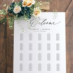 Modello grafico dei posti a sedere in ordine alfabetico, Poster dei posti a sedere per matrimoni, Segno di assegnazione dei posti a sedere, 100% modificabile, DOWNLOAD IMMEDIATO, Stampabile #052-228SC
