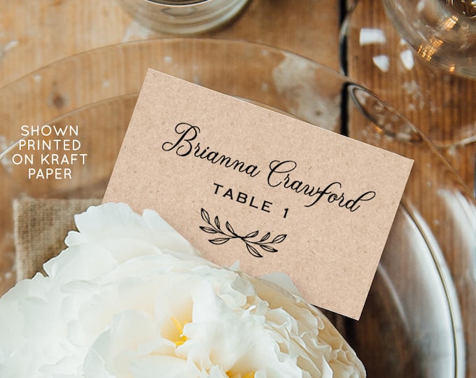 Place Card Printable, Rustic Wedding Escort Card Template, Name Card, Table Number, Instant Download, 100% Editable Template #027-109PC