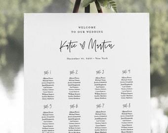 Minimalist Seating Chart Poster, Printable Wedding Seating Sign, Instant Download, Editable Template, Templett, US & UK Sizes #0009-280SC