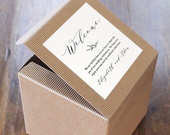 Welcome Box Sticker Template, Printable Welcome Bag Tag, Favor Box Label, Wedding Favor Tag, INSTANT DOWNLOAD, 100% Editable DIY #037-101FL