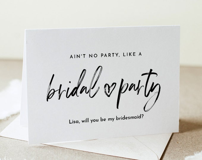 Will You Be My Bridesmaid Card, Ask to be Bridesmaid, Maid of Honor, Flower Girl, 100% Editable Template, Instant Download 3.5x5 #090-104BMB