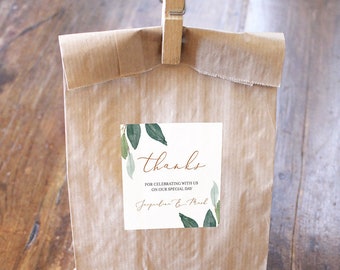 Wedding Favor Sticker Template, Winter Greenery, Printable Wedding Favor Box Label, Welcome Bag Label, Favor Tag, Editable, DIY #044-102FL