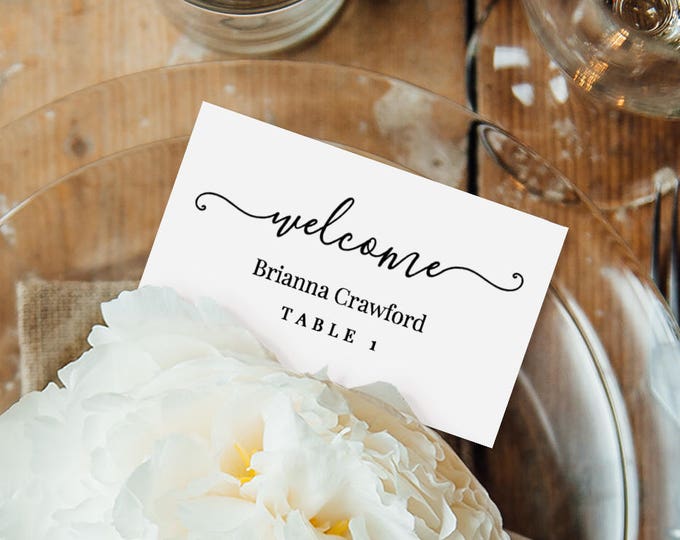 Welcome Place Card Template, Printable Wedding Buffet Card, Name Card, Table Number, Instant Download, Editable Template, DIY #030-110PC