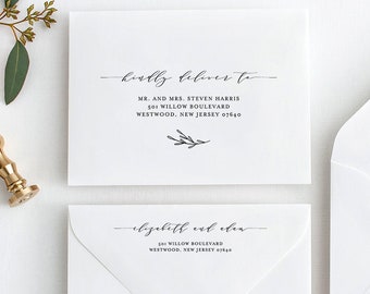 Envelope Address Template, Printable Wedding Envelope Template, Modern Calligraphy, Instant Download, 100% Editable, Templett #037-113EN