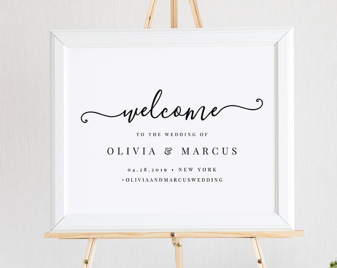 Welcome Sign Template, Wedding or Bridal Shower Welcome Poster, 100% Editable Text, Instant Download, Templett, 18x24 and 24x36 #136LS