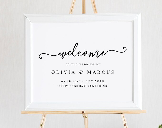 Welcome Sign Template, Wedding or Bridal Shower Welcome Poster, 100% Editable Text, Instant Download, Templett, 18x24 and 24x36 #136LS