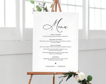 Wedding Menu Sign Template, INSTANT DOWNLOAD, 100% Editable, Printable Menu Card and Poster Board, 4 Sizes: 5x7, 16x20, 18x24, 24x36 #CHM-04