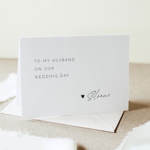 Minimalistische Hochzeitstag Notiz, An meinen Bräutigam / Braut an unserem Hochzeitstag, Klappkarte, bearbeitbare Vorlage, Sofort Download, DIY #0023-106WDN
