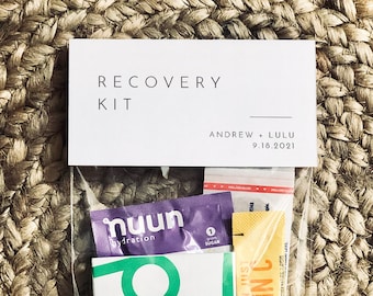 Wedding Recovery Kit Bag Topper Template, Minimalist Hangover Kit Bag Card, Wedding, Bachelorette, Instant Download, Templett #094-102RK