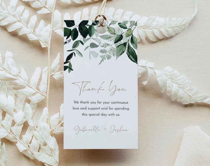 Favor Tag for Bridal Shower or Wedding, Watercolor Greenery, Welcome Bag, Thank You Tag, Instant Download, Editable, Printable #033-230FT